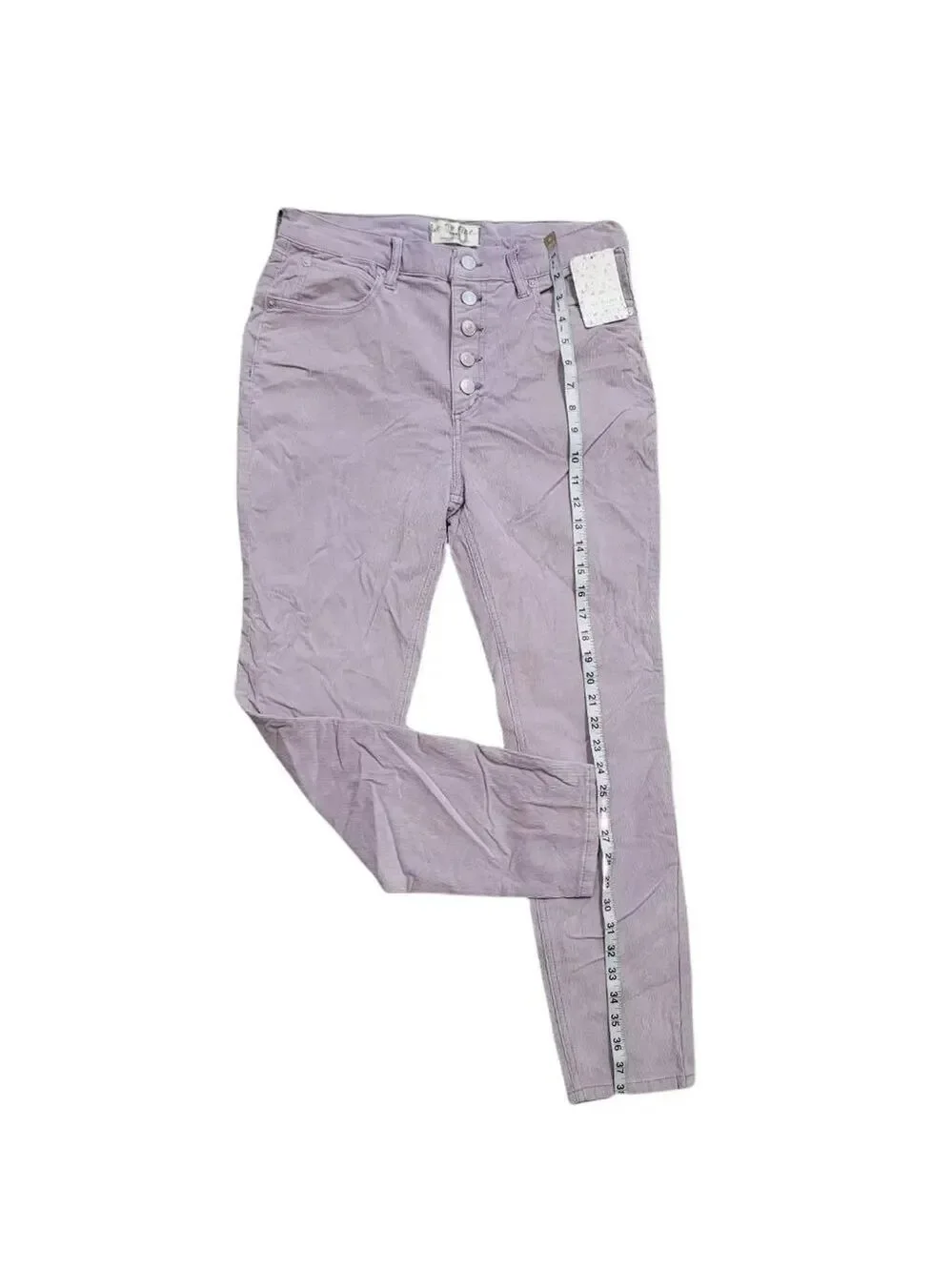 Free People Women's Sun Chaser Corduroy Skinny Ankle Jeans In Frosted Lilac